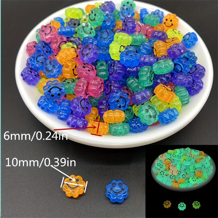 Lot Smiling Face Acrylic Loose Beads Charms Creative For Diy - Temu