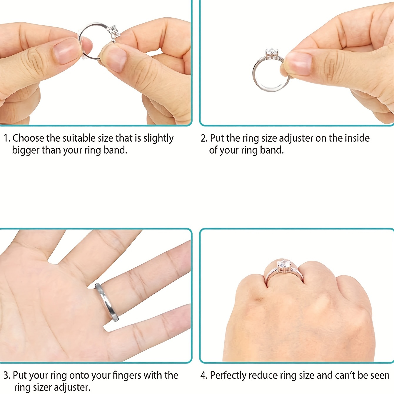 4 Sizes Ring Sizer Adjuster For Loose Rings Invisible Clear - Temu