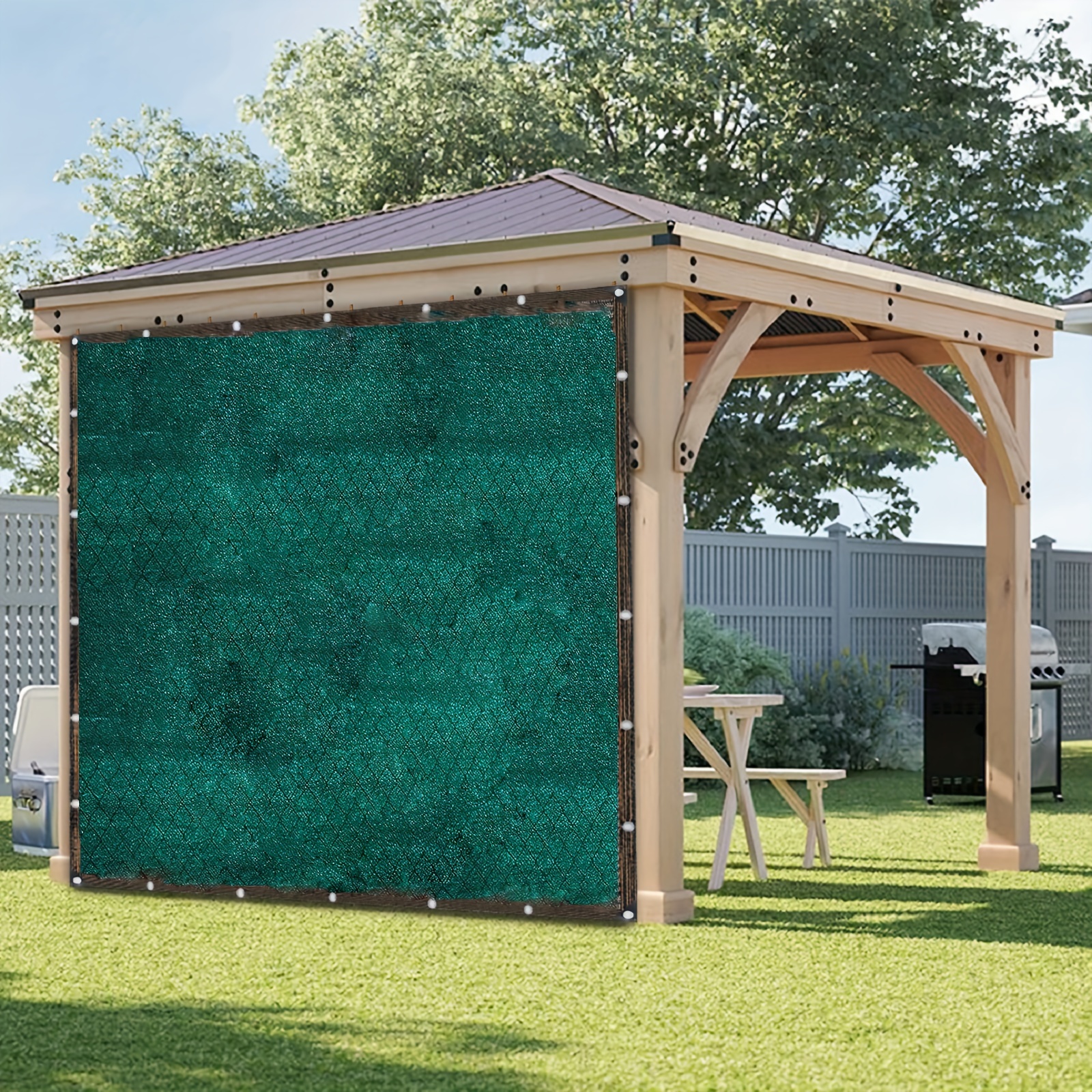 1pc Dark Green Outdoor Shade * Sun Shade Cloth Wind Blocker Privacy Screen  Pergola Shade Cover Rectangle Canopy * Sunshade UV Block For Patio Pergola  Yard Backyard Lawn Garden Outdoor Activities