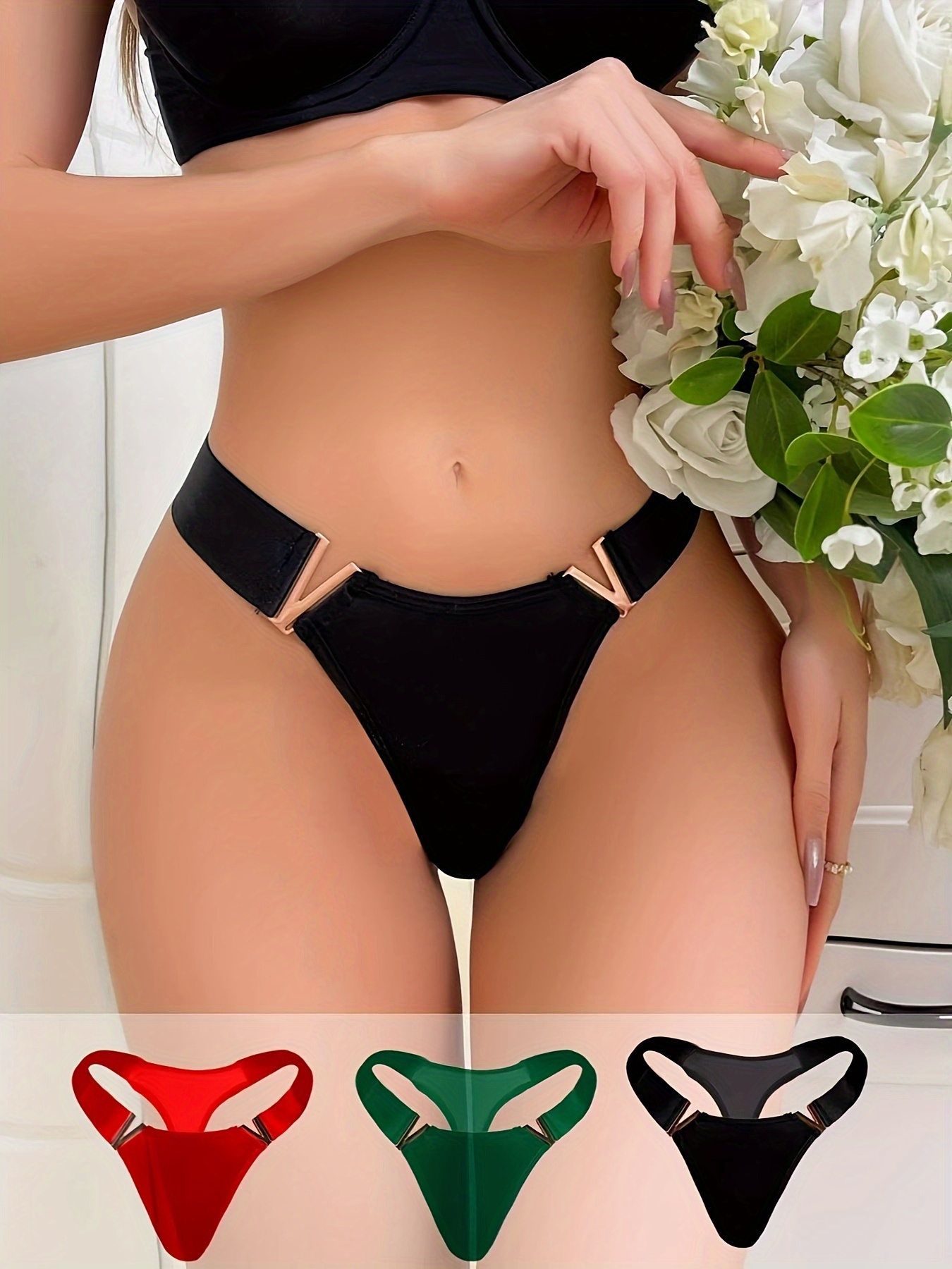 Simple Solid Thongs Soft Comfy Stretchy Intimates Panties - Temu