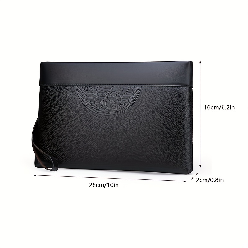 Men's Large Capacity Handbag Casual Business Pu Leather Clutch Bag - Temu