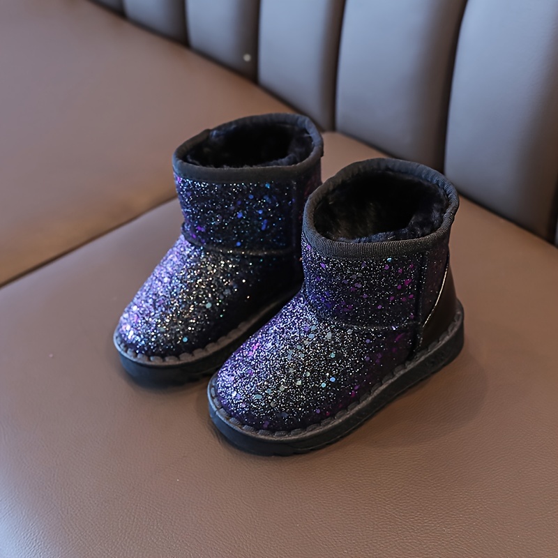 Girl's Solid Snow Boots with Warm Fleece Lining, Cozy Ankle Design