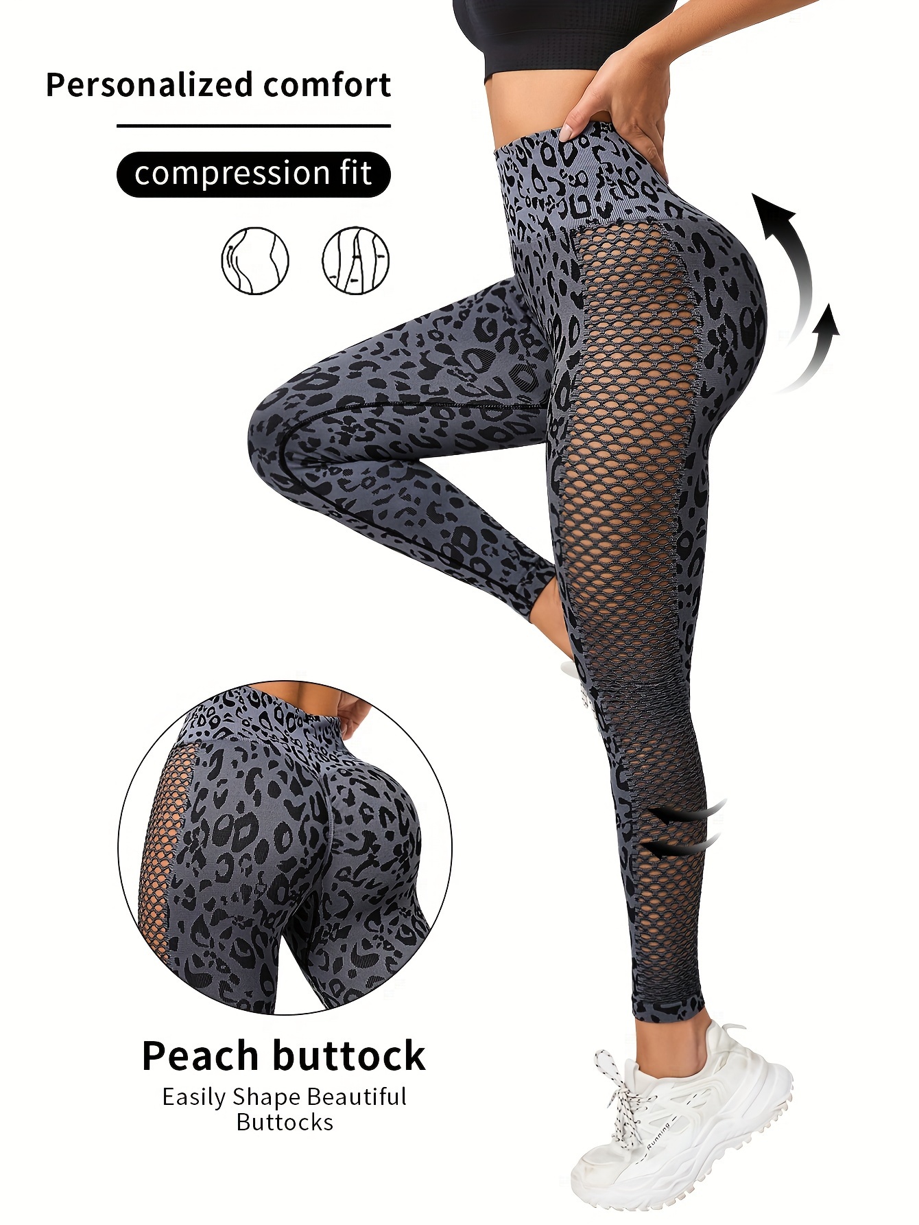 Women's Black Butt lifting Sexy Yoga Pants Ripped Holes High