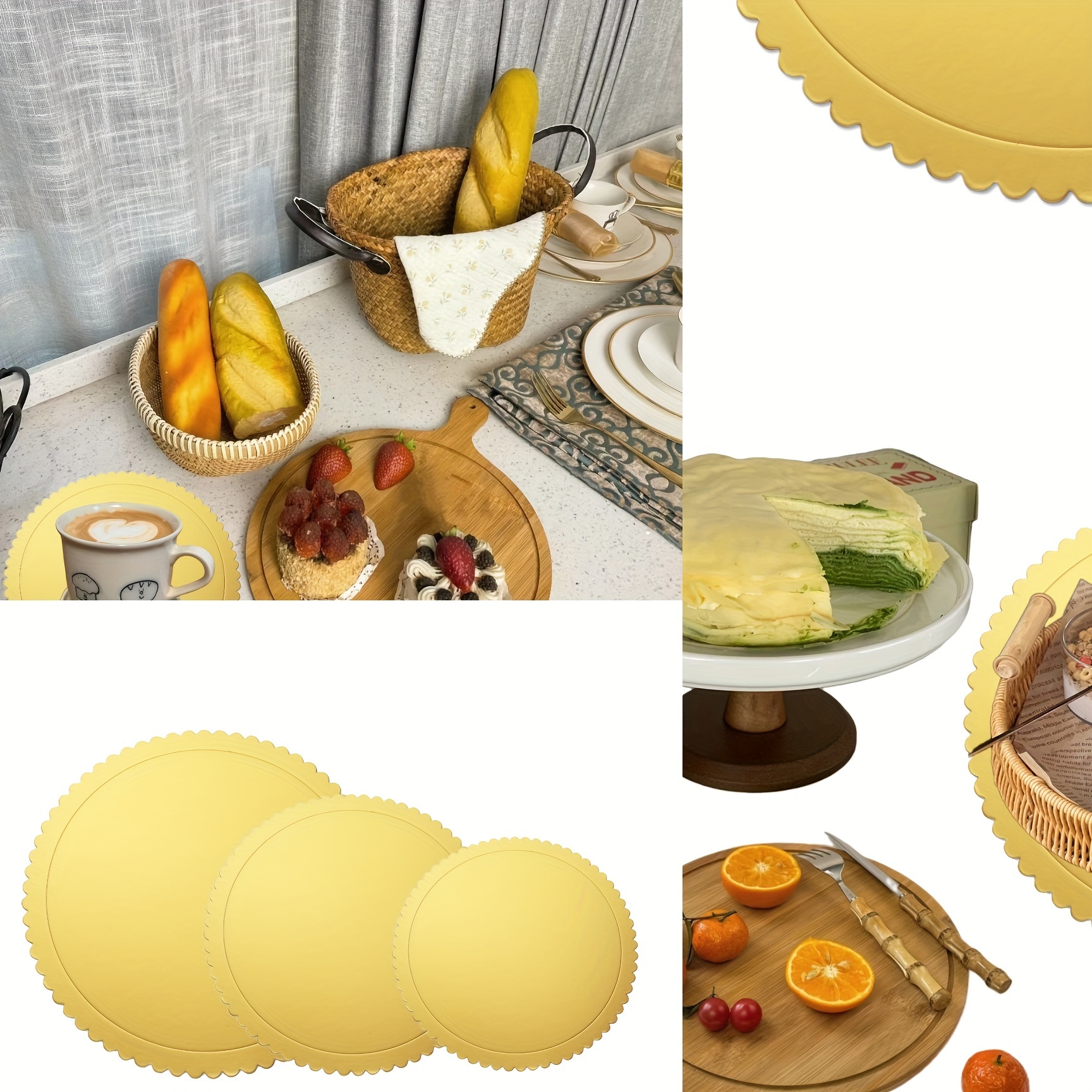 Cake Boards Round Gold Bakery Boards Scallop Edge Grease - Temu