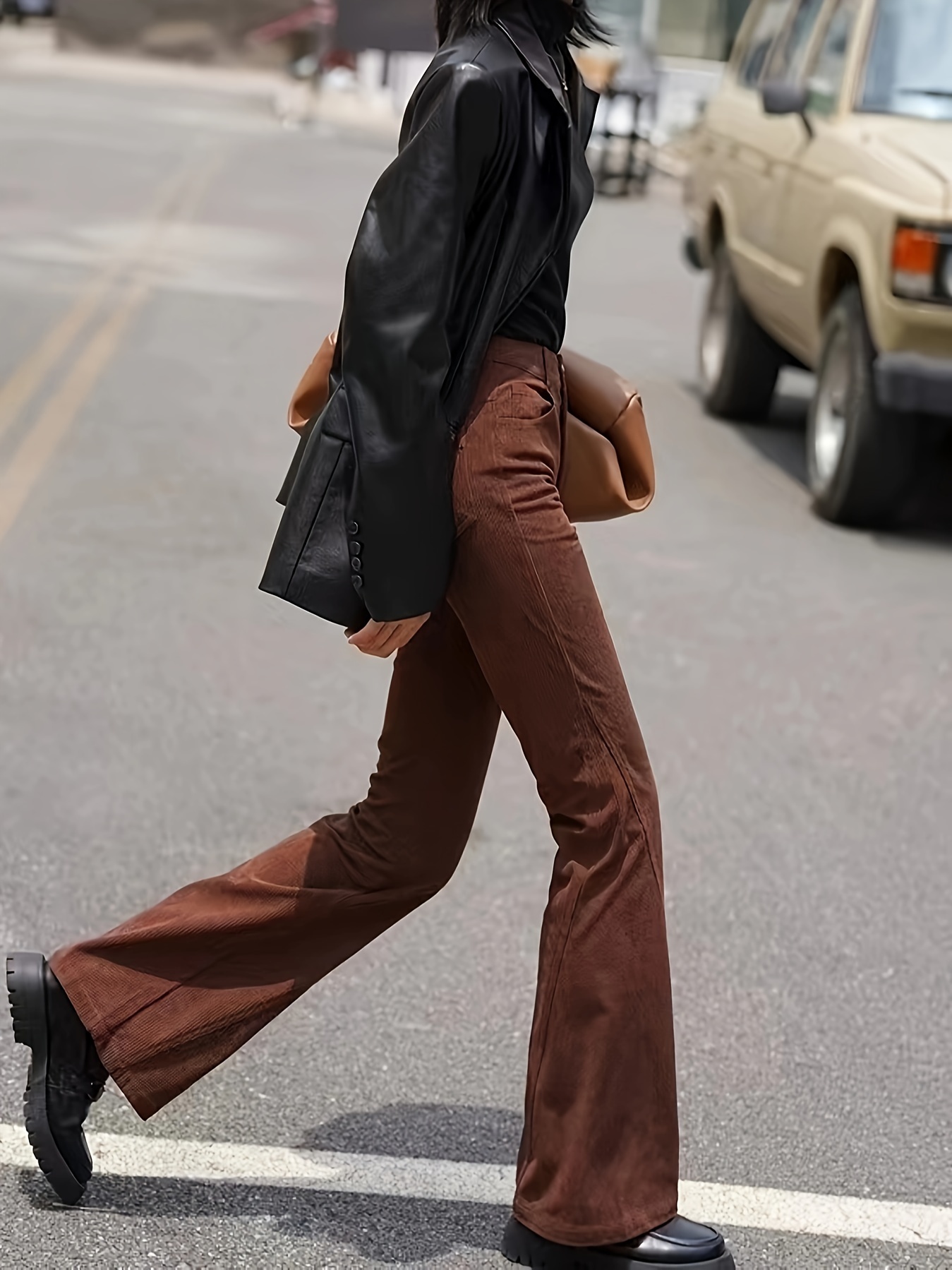 Solid Color Flare Pants - Temu