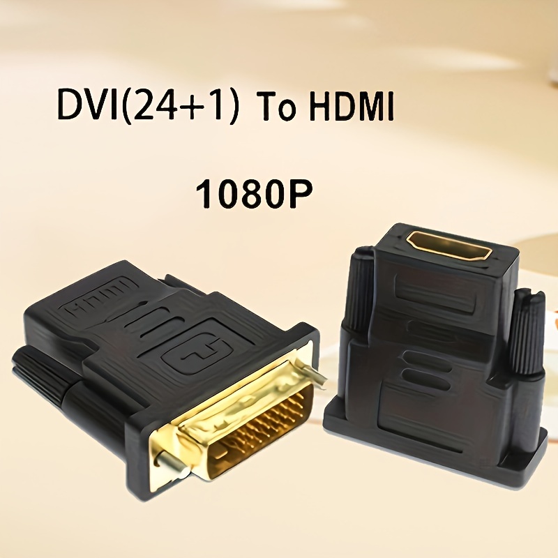Adaptador DVI-HDMI Conector Dual Cable Bidireccional Negro Macho