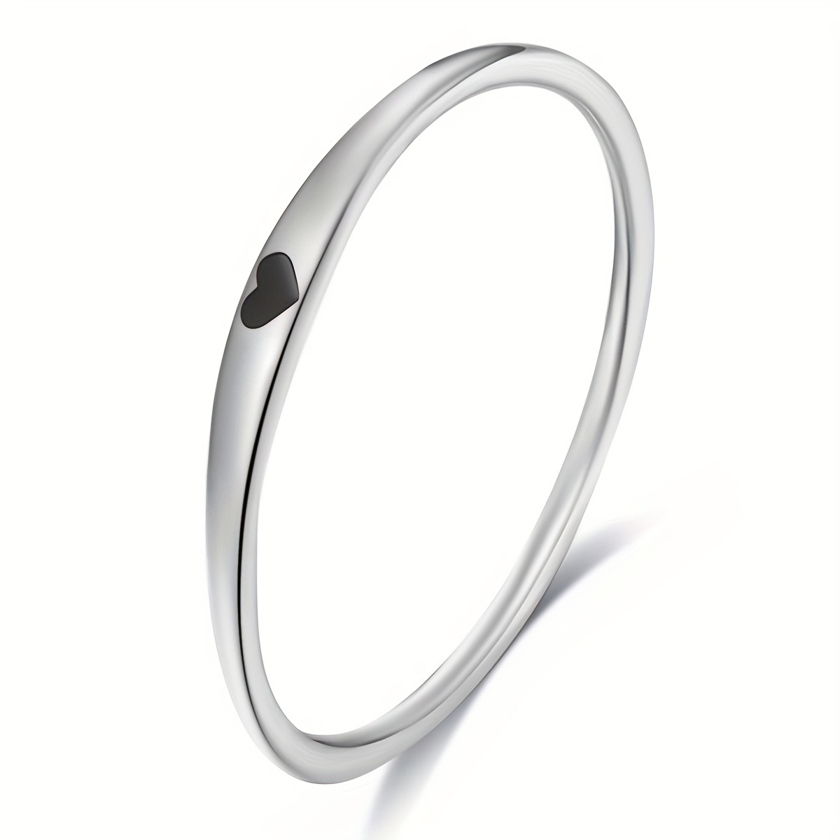 925 Sterling Silver Ring Cute Heart Design Black Red Make - Temu