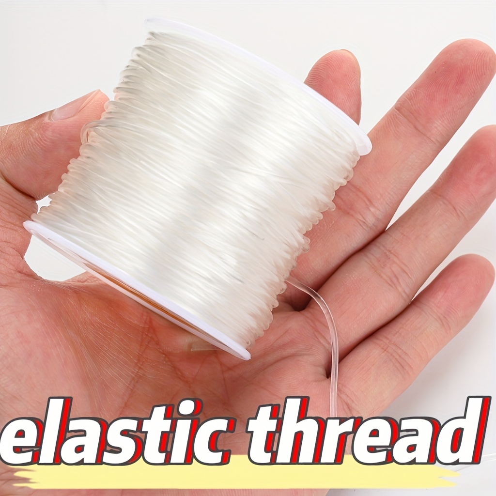4 Rolls Elastic Stretch Thread for Bracelets, Transparent Beading String  with 2 Sizes Big Eye Bead Needles and Needle Bottle, Clear Stretch Cord