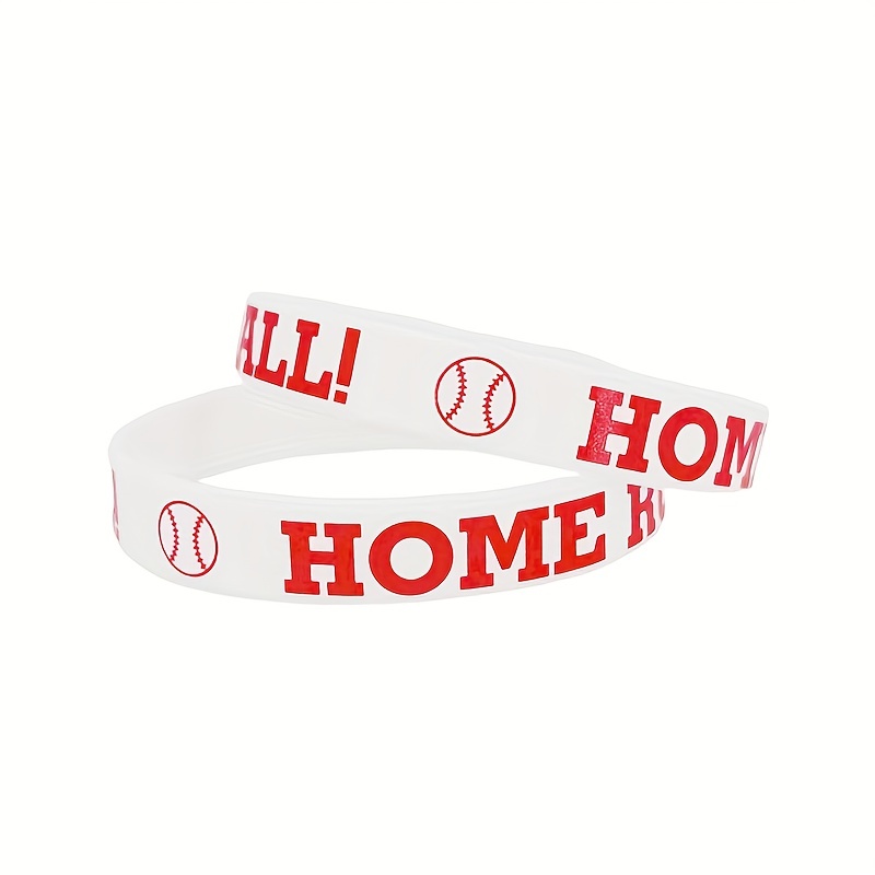 1pc Baseball & Softball Cheer Up Silicone Bracelet Home Run Play Ball Slogan Sports Bracelet,Temu