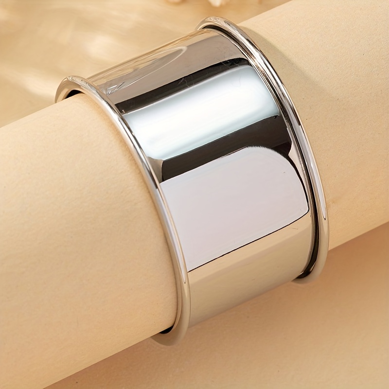 Personality Silver Wide Cuff Bangle, Stainless Steel