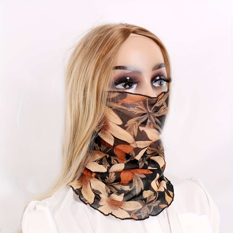 Printed Sunscreen Neck Scarf Fashion Versatile Mask Sun - Temu