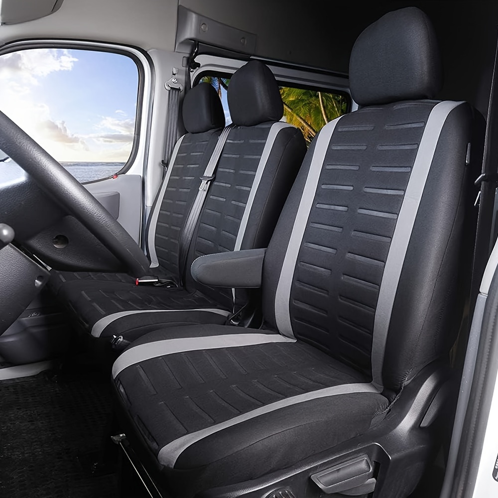 AUTO PLUS Housses de siège de voiture universelles en tissu maillé noir,  ensemble complet adapté à la plupart des voitures Suv Van avec sac à Air à  fermeture éclair Compatible