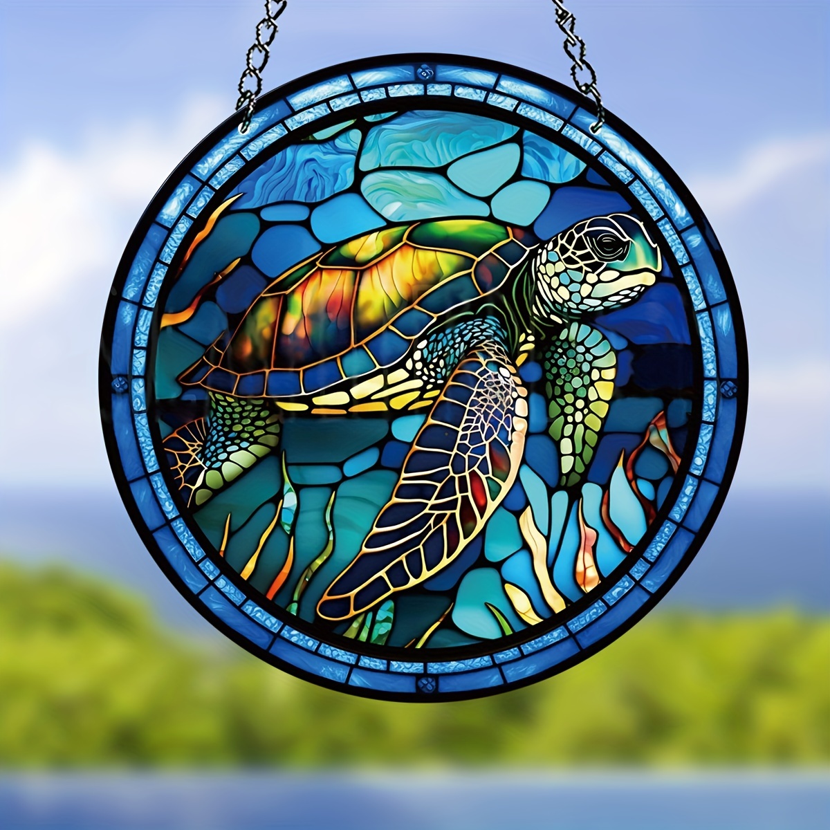 Sea Turtles Underwater World Window Decor Stained Suncatcher - Temu