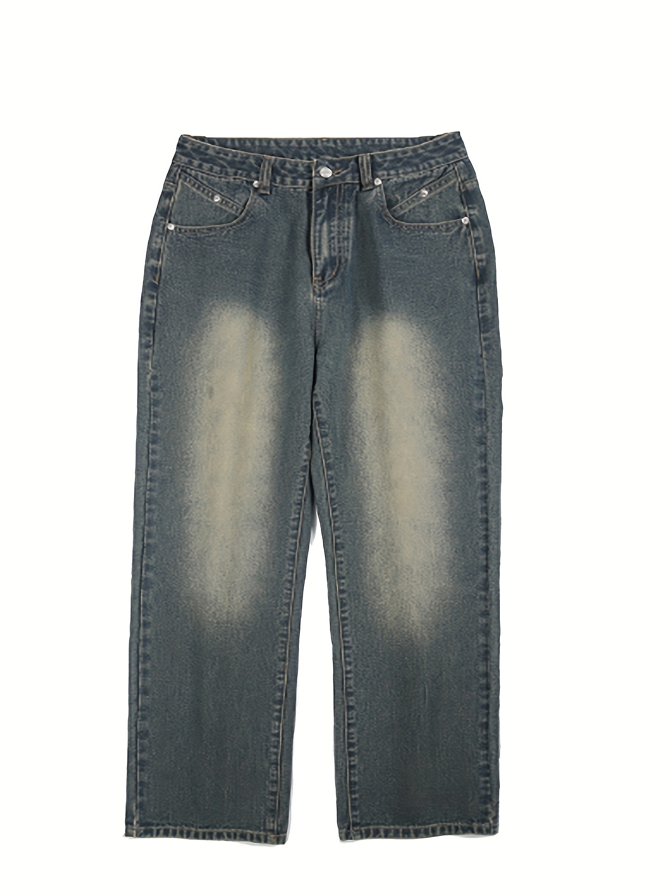 Men's Straight Fit Denim Jeans - Temu Canada