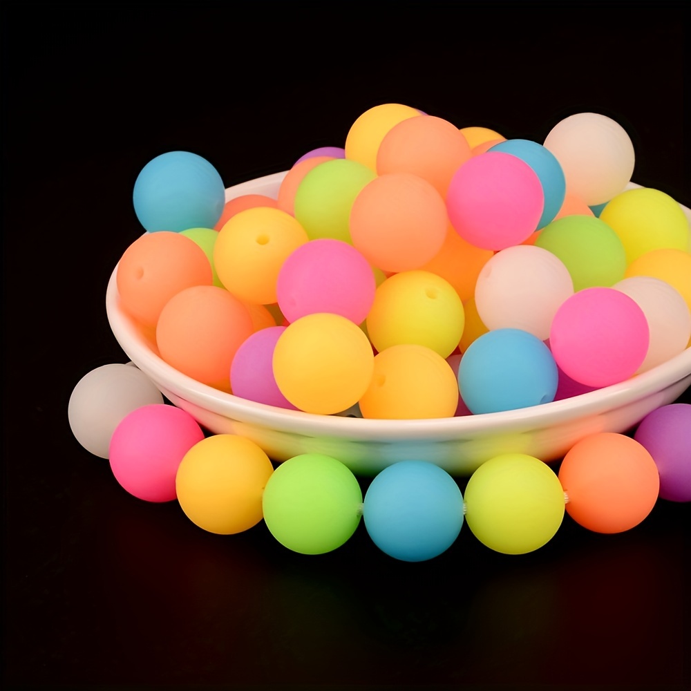 Luminous Mixed Color Round Silicone Beads For Diy Charm - Temu