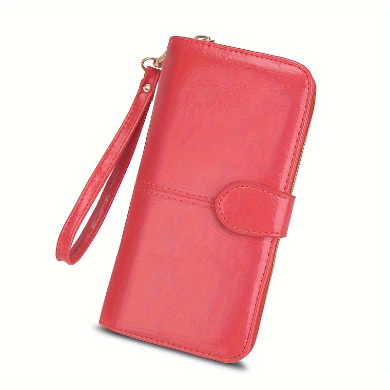 Vintage Solid Color Long Wallet Clutch Credit Card Holder - Temu