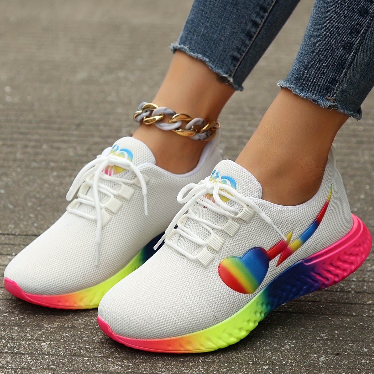 Chaussure Blanche Femme De Sport Running Sneakers Plates Love Confort  Respirantes LéGèRes Chaussures à Lacets : : Mode