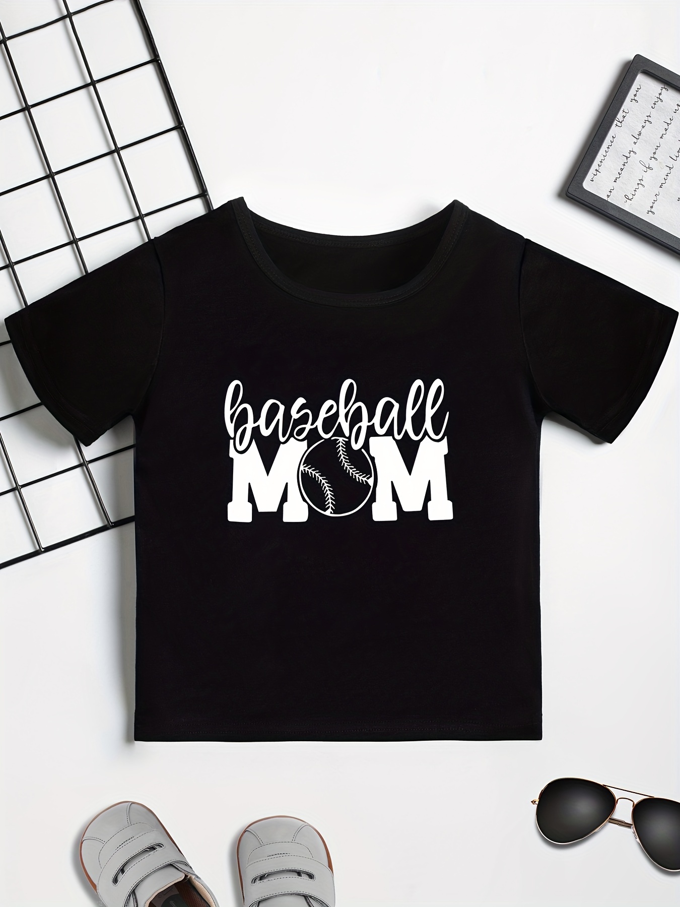  Baseball Mom Shirts for Women Funny Letter Print Tee