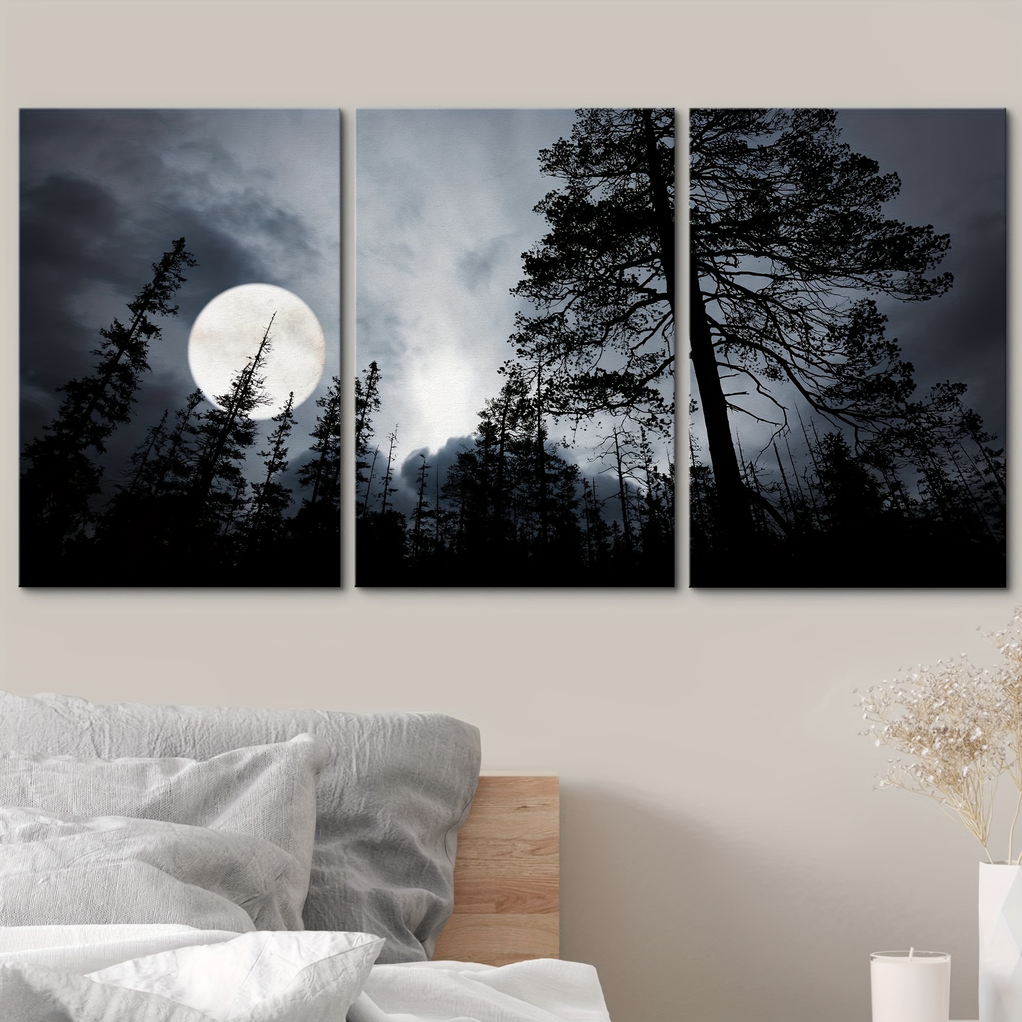 3 Pezzi 30x42 Cm Semplice Luna Grigia Pittura Tela Senza - Temu Italy