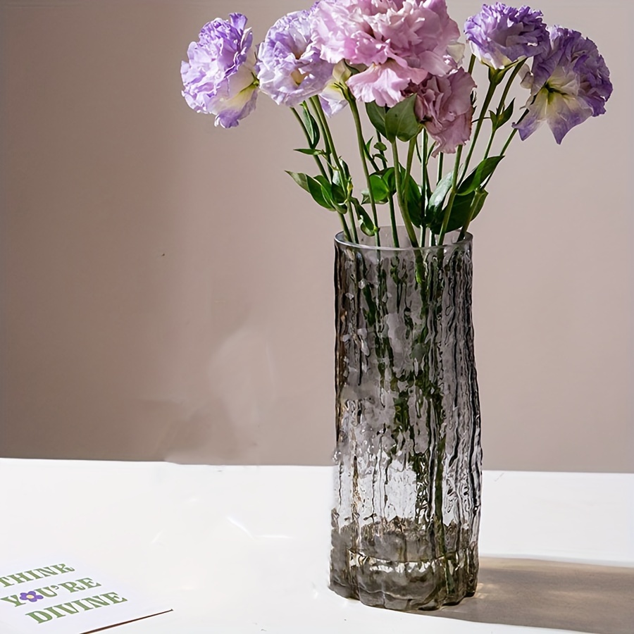 Jarrón de cristal grande para decoración del hogar, florero moderno,  transparente, acanalado, nórdico - AliExpress