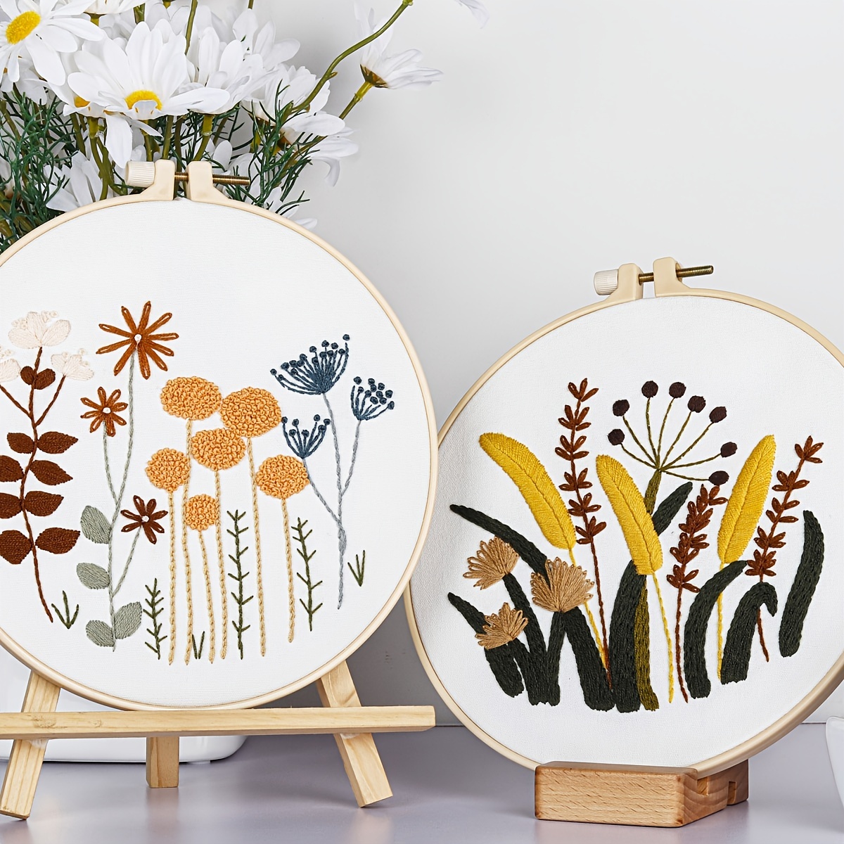 Embroidery Kit Flowers And Plants Including An Embroidery - Temu