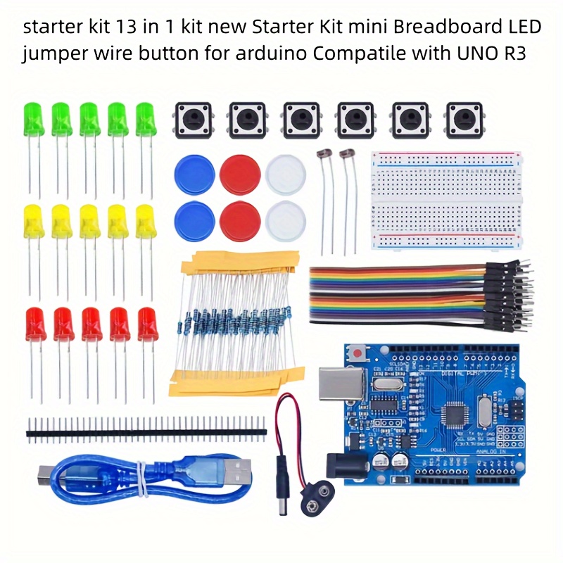 kit de démarrage pour Arduino: breadboard, câbles, LEDs