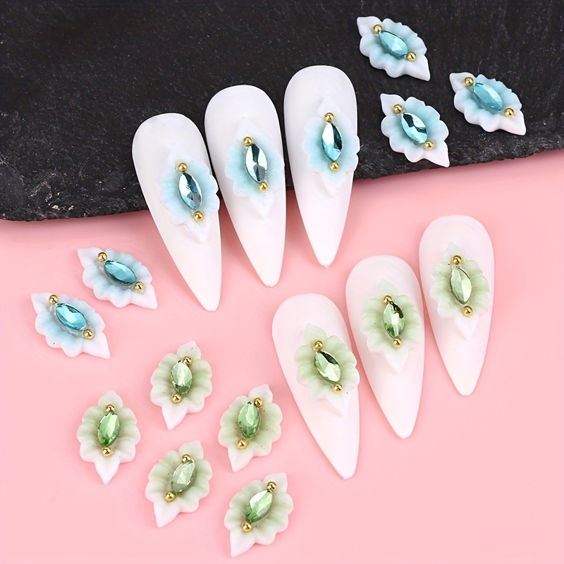 Flower Nail Charms 3D Flowers and Metal Caviar Beads Nail Art Decoration  Five Petal Flower Pearl Acrylic Nail Art Stud Accessories for Women Girls  DIY