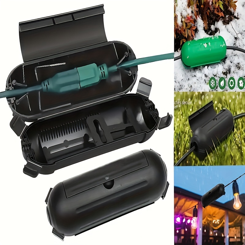 

3pcs Outdoor Extension Cord Cover - Black/green Weather Resistant Plug Connector Safety Seal For Outside
