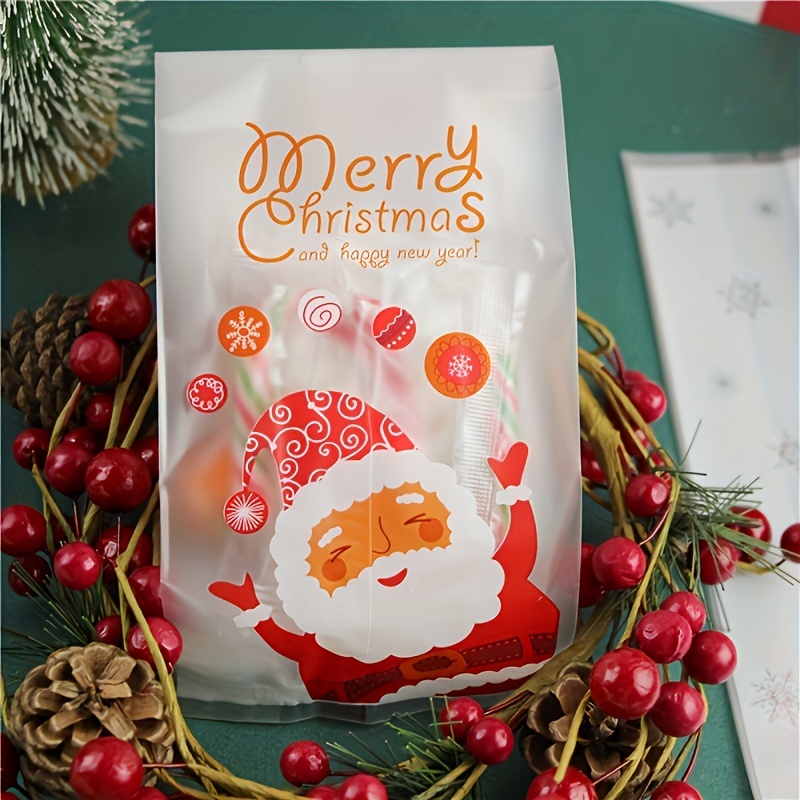 10pcs Christmas Gift Bags, Treat Bags For Biscuit, Chocolate, Candy, Snack  Wrapping, Santa Claus Printed Goodie Bags, Goody Bags, Christmas Thanksgivi