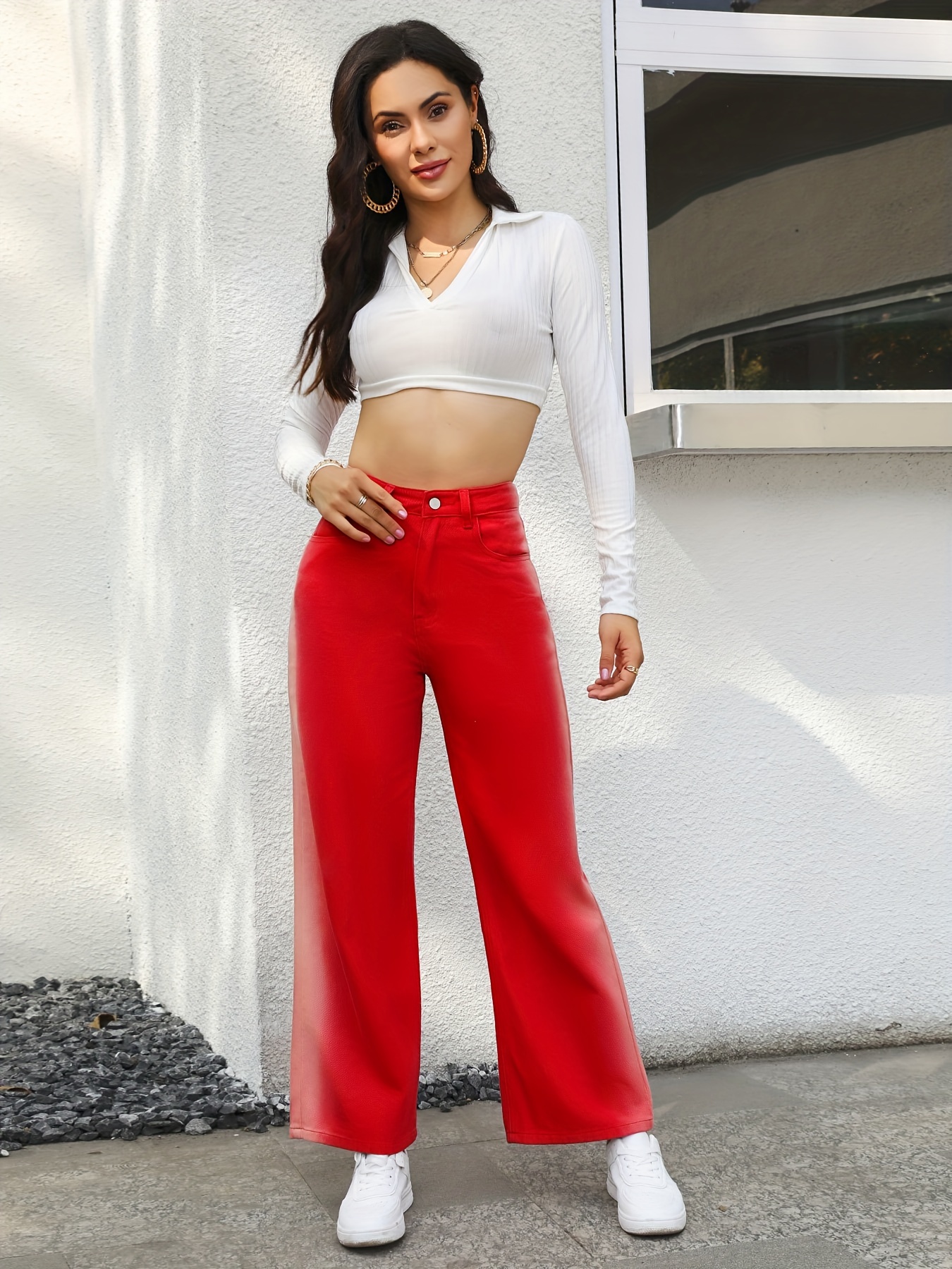 Red Jeans Denim Top  Red jeans outfit, Everyday fashion outfits
