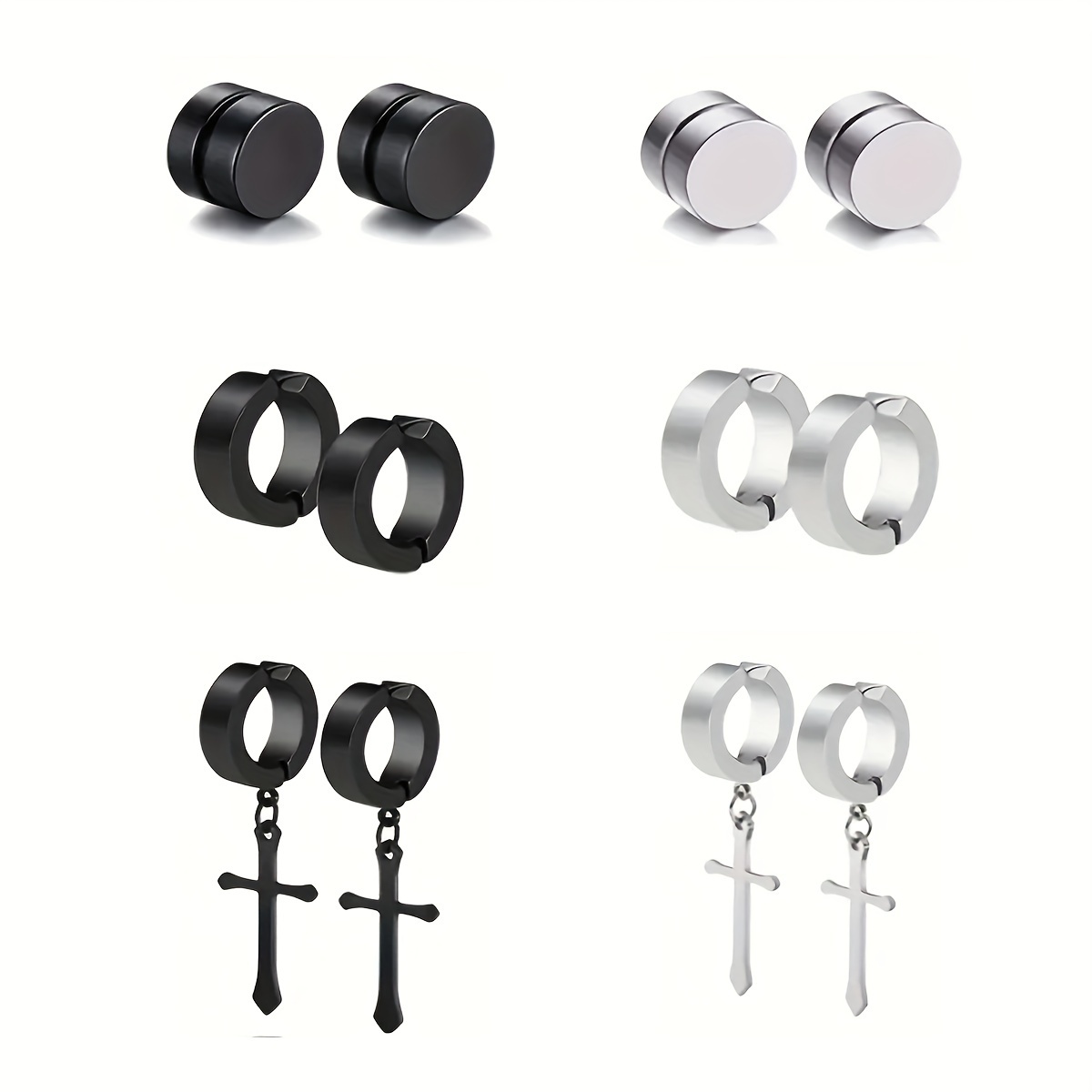 Cupimatch Spike Ohrstecker Set - 6 Paare Nieten Ohrringe Für Männer