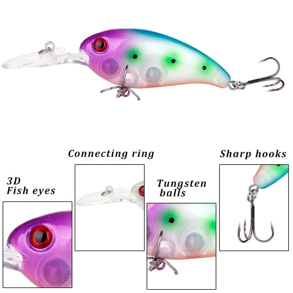 SOUGAYILANG 1pc Crankbait Fishing Lure, Simulating Artificial Hard Bait *  Lure, Fishing Gear For Bass Trout Freshwater Saltwater