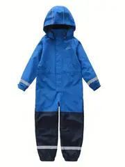 boys blue waterproof hooded overalls perfect for outdoor activities with durable long lasting material kids raincoat details 0