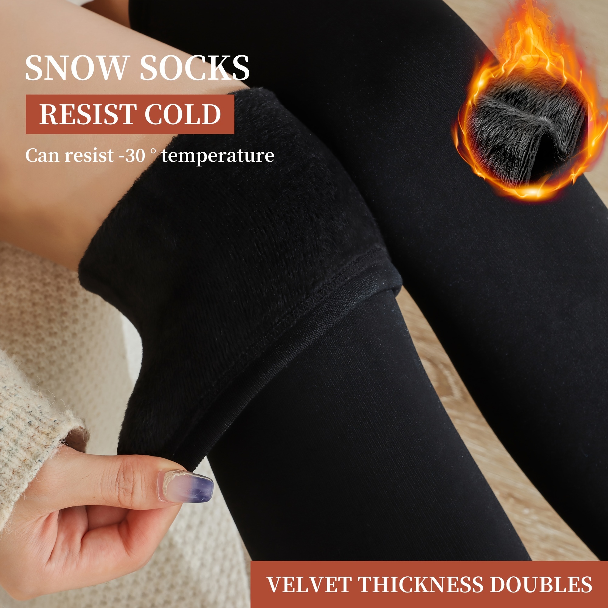 Solid Plush Over The Knee Socks, Thermal Thickened Winter Knee High Stocks,  Women's Stockings & Hosiery