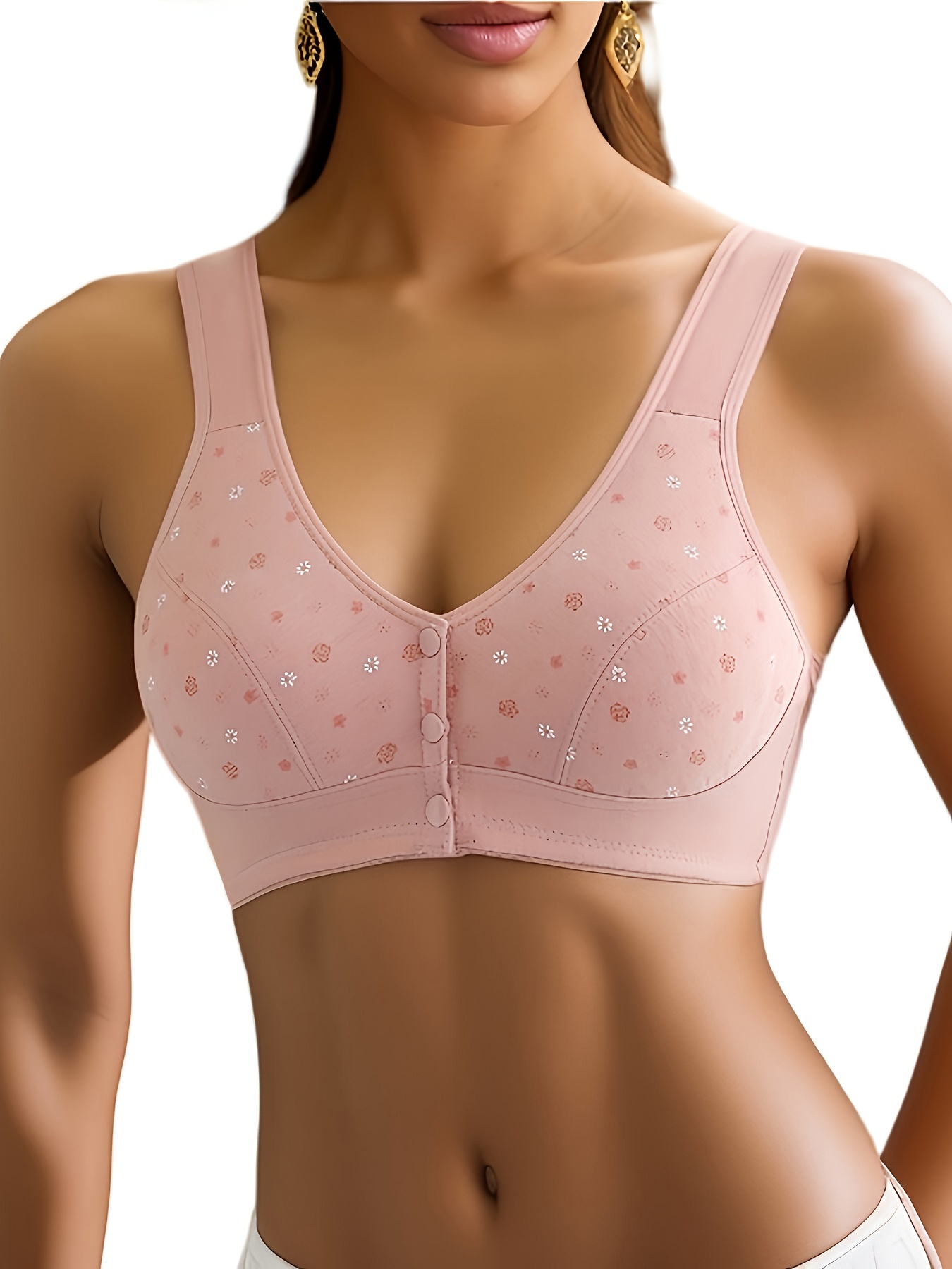 Supportive Bras for Women Open Front Women Bras Wireless Embroidery Solid  Color Trendy Tank Cotton Nursing Bra Comfy