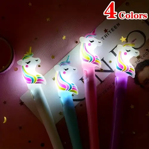 2pcs Penne luminose a LED Unicorno, Penne a inchiostro gel