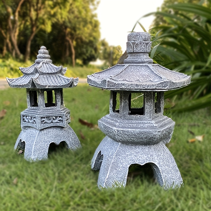 Statue de pagode - Led Lampe Solaire Zen Jardin Lumières - Gris
