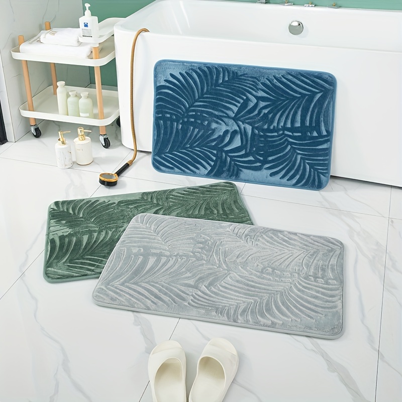 Leaf Pattern Bath Rug Non Slip Absorbent Bath Mat