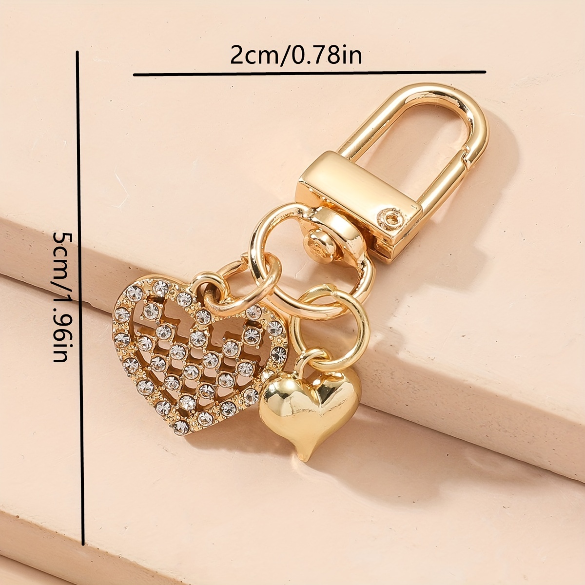 1pc Women's Yellow Acrylic Heart Shaped Bracelet Keychain Phone Pendant  Alloy Peach Heart Chain Case Bag Charm