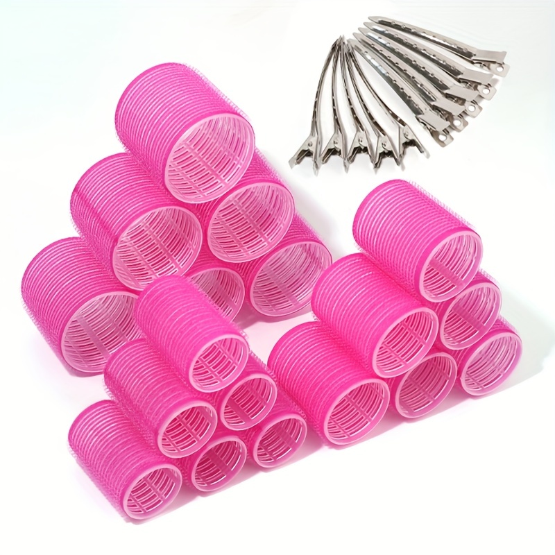 

28pcs/set Hair Roller Sets, 18pcs Plastic Self Grip Hair Curlers 3 Sizes Hair Rollers, 10pcs Metal Hair Clips, Diy Hairdressing Tools