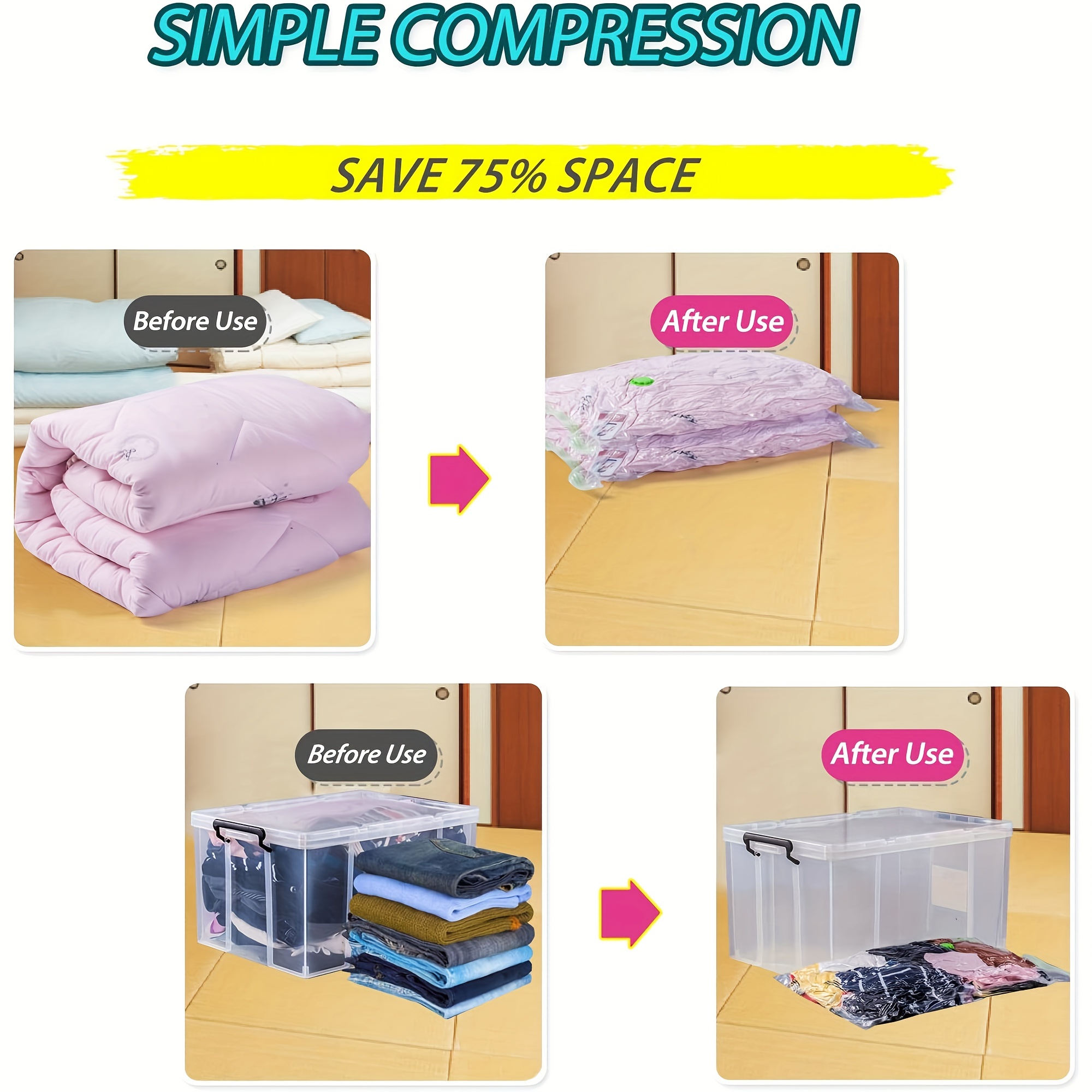 Vacuum Storage Bags, Space Saver Bags (jumbo/large/medium/small)  Compression Storage Bags For Comforters And Blankets, Vacuum Sealer Bags  For Clothes Storage - Temu