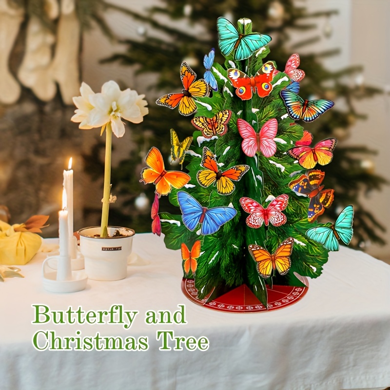 3d Pop Up Christmas Tree Detachable Bird Butterfly Penguin - Temu