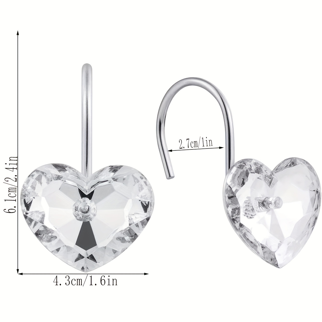 Shower Curtain Hooks Acrylic Hearts Decorated With - Temu
