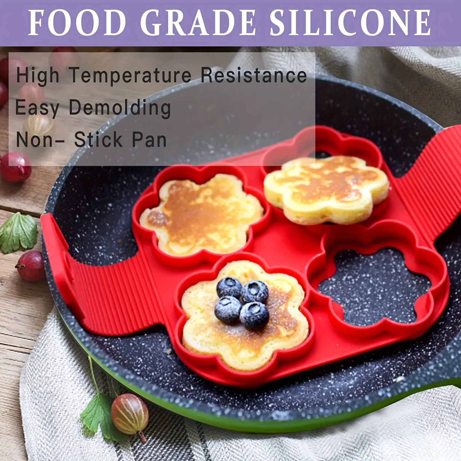 1pc silicone four hole egg   mold   star round shaped multifunctional pancake maker for home kitchen restaurant bento accessories kitchen supplies details 2