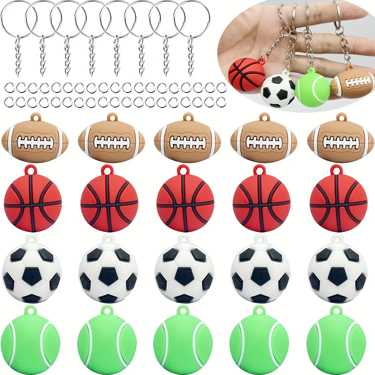 Sport Series Keychain Making Kit Rugby Football Basketball - Temu