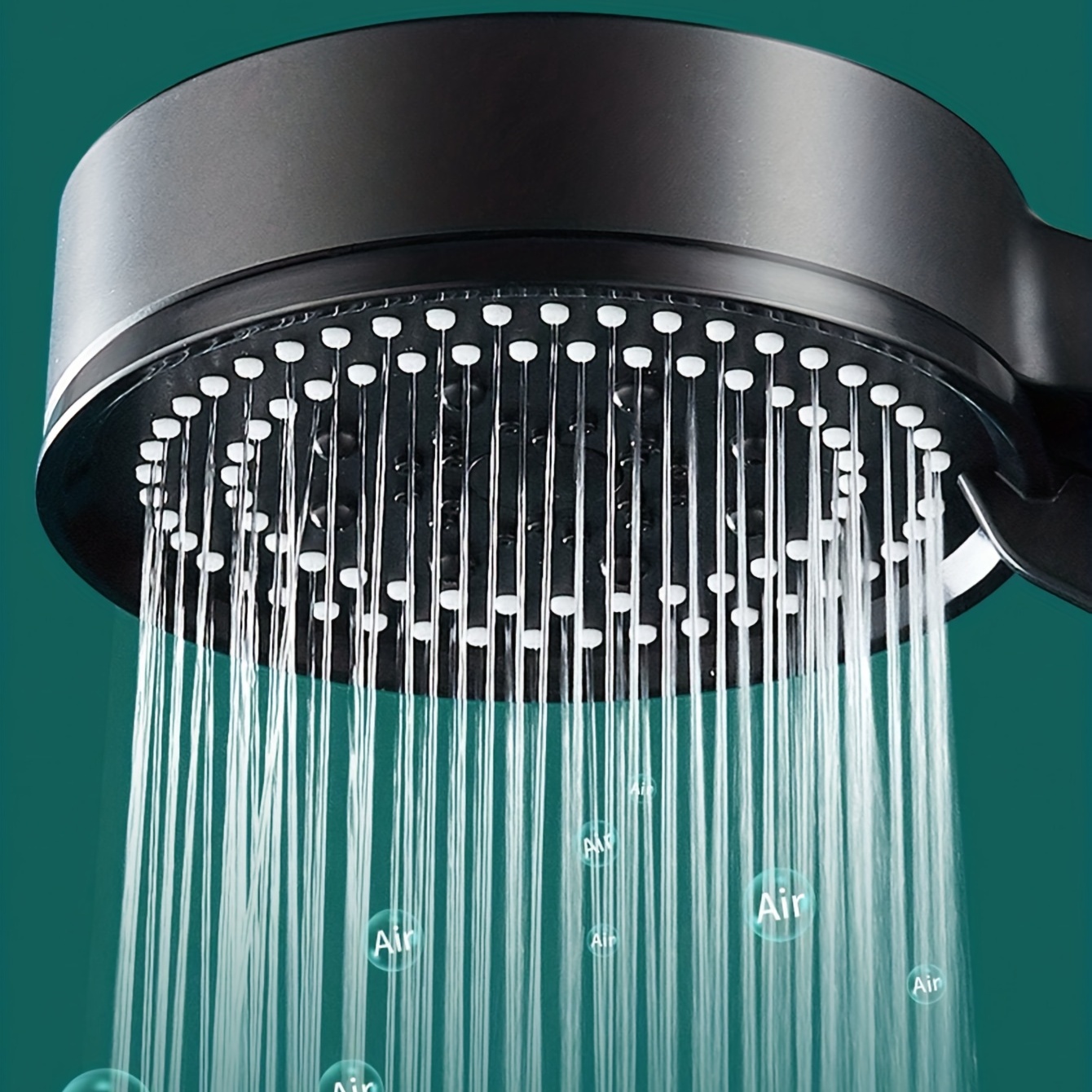

1pc Five-speed Black Shower Head, One-key Stop Shower Head, Pressurized Shower Spray Head, Home Bathroom Water Heater Bath Pressurized Rain Shower, Lotus Fluffy Head, Bath Set Ss