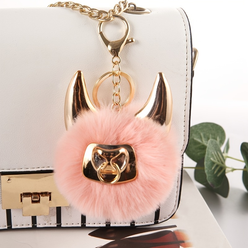 Glossy Pig Pom Pom Keychain Fashion Cute Animal Colorful Bag Key Chain  Ornament Bag Purse Charm Accessories - Temu