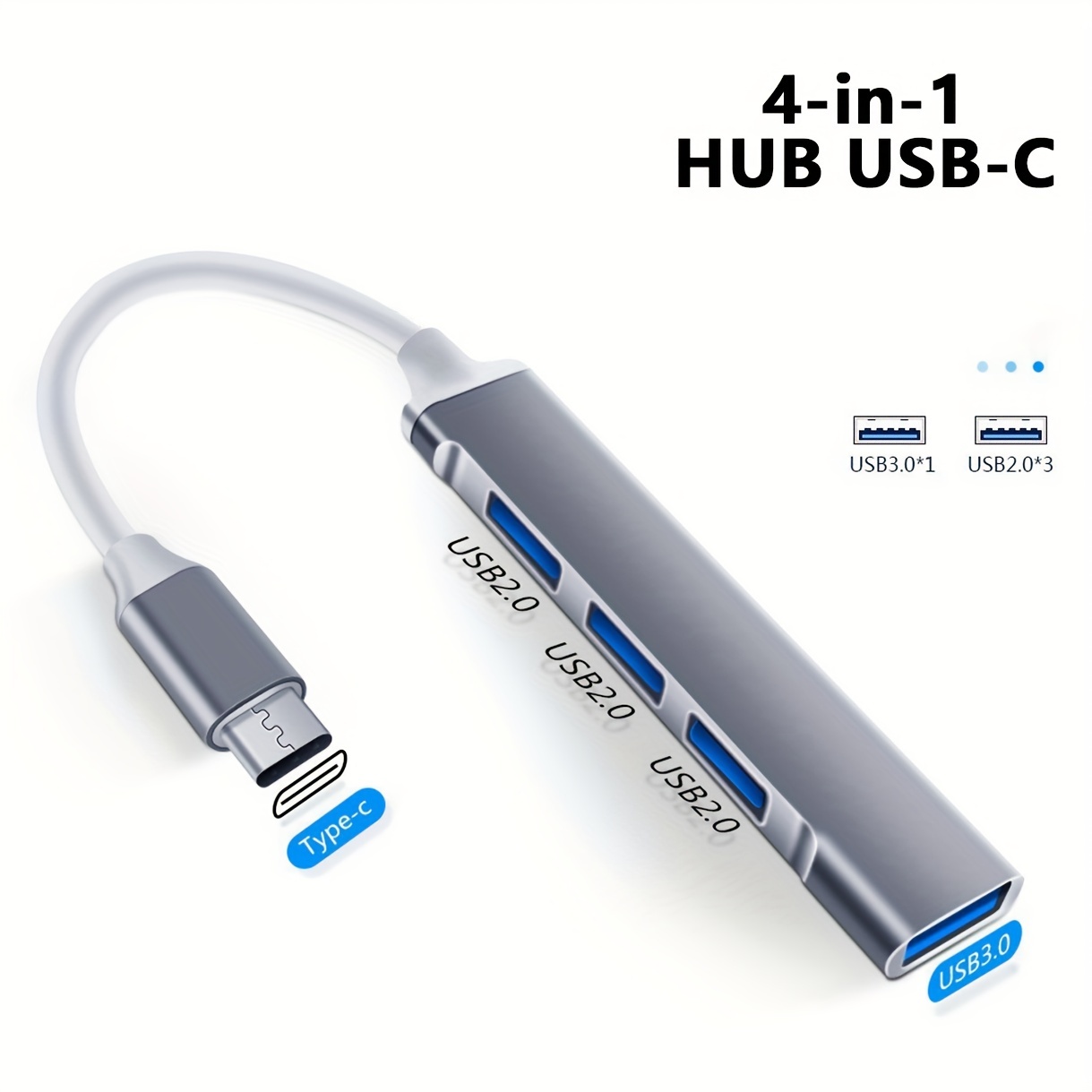 Wowssyo USB Hub USB 3.0 Splitter 4-in-1 USB Adapter USB 3.0