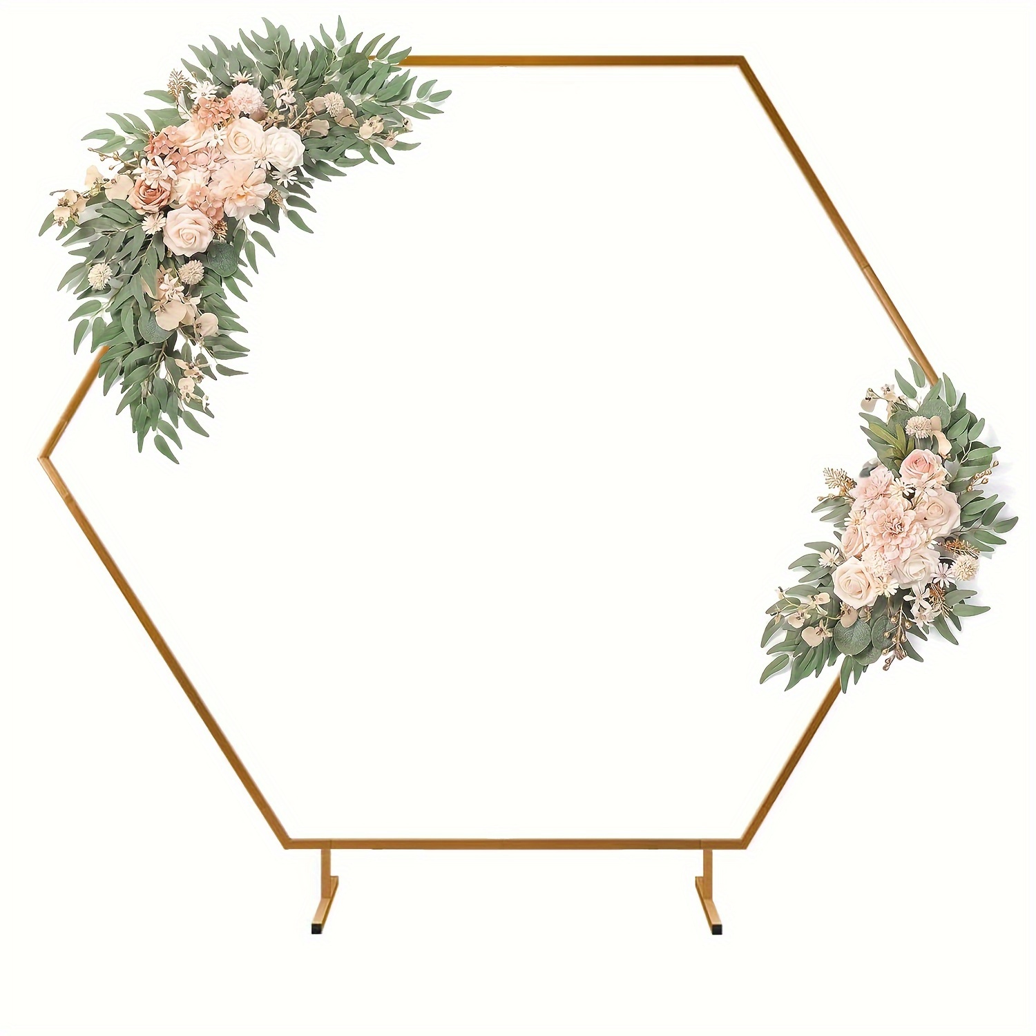  Arco de boda cuadrado para ceremonia, soporte de arco dorado  con malla, soporte de arco de boda de 5 x 7.2 pies, soporte de arco de  globo de metal con base