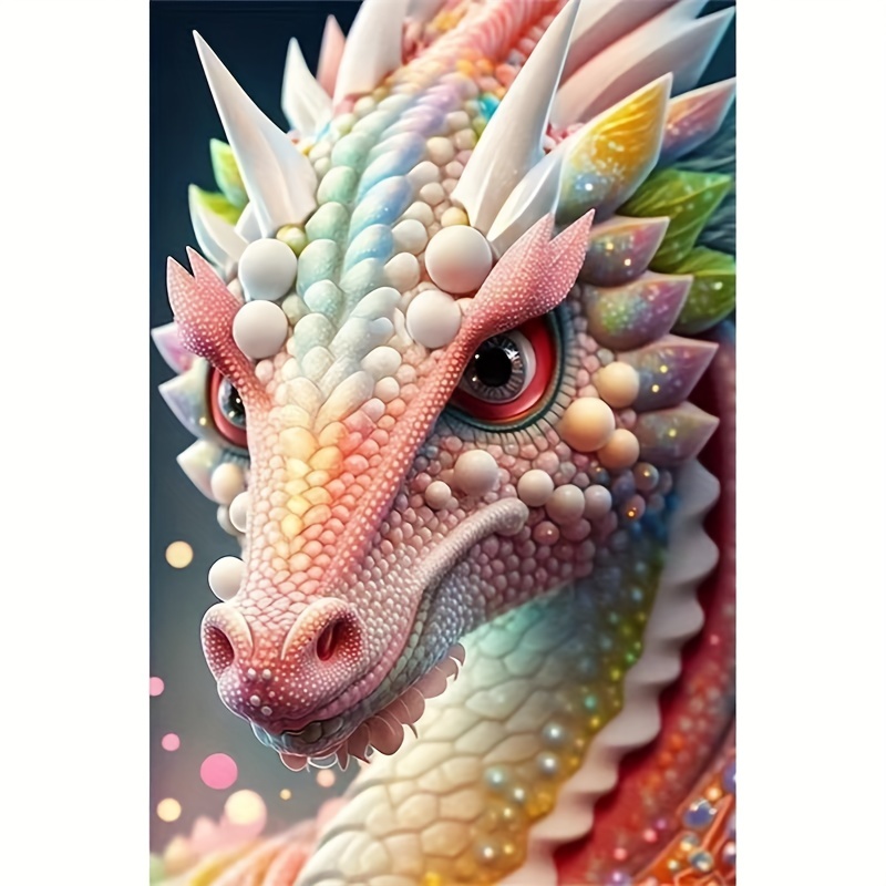 Diy Artificial Diamond Painting Kit 5d Colorful Dragon - Temu